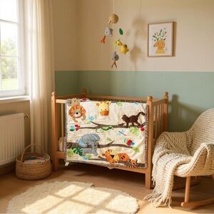 Lambs & Ivy Jungle Safari Baby Quilt Blanket 42x33